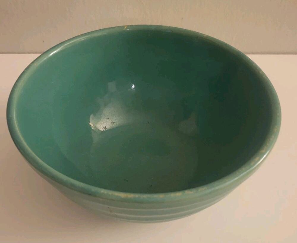 California Rainbow Pottery #24 Mixing Bowl Turquoise Ringware Cottagecore 7 inch